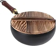 Cooking Wok,Hand-Forged Iron Wok - Nonstick Uncoated Household Iron Pan with Lid for Kitchen, Restaurant, Camping