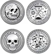 UNICRAFTALE Memento Mori Coin Hourglass Skull Challenge Coins Memento Vivere Memory Skull Token Lockets for Daily Stoic Practice Meditation Stoicism Gifts Pack of 2