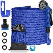 Flexible Garden Hose with 7 Functions 23 m, Flexible Water Hose with Triple Latex Core Including Adapter for 1/2 Inch 3/4 Inch and Wall Mount, Stretchy Flexible Hose