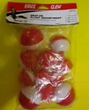 Eagle Claw Fishing Tackle Snap-On Float Bobber Assortment 12 Pack NEW
