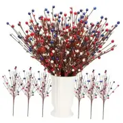20 Pcs 4th of July Artificial Berry Stems Patriotic Day Artificial Berry Stem