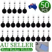 50 Pcs Retractable Badge Holder Reel Swipe Card Security ID Pull Key Tag Clip AU