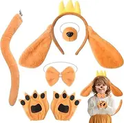 Yozexin 4PCS Dog Man Costume Set Include Dog Ears Headband Dog Nose Dog Tie and Dog Gloves for Kids Men Women World Book Day Dress Up