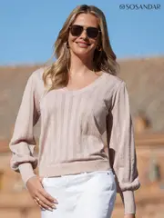 Sosandar Pink Sparkle Metallic Pointelle Jumper (B24908) | $113