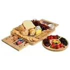 Bamboo Charcuterie Cheese Board Set with Stainless Cheese Knife, Serving Tray -