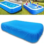 11 x 7 ft Rectangular Inflatable Pool Cover PE 10ft Large infaltable 130 x 72 in Rectangle Pool Cover Fits 130"x72"x22" Blow Up Pool Built-in Elastic Band Extra Buckle Pools Protecto Above Ground