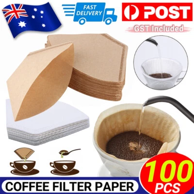 UP 300X Unbleached Coffee Filter Paper Drip Pour Over Perfect Cup Natural Wooden