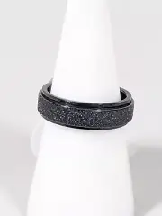 Black Metallic Glitter Texture Spinner Band Ring Size 7