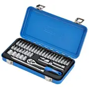 Draper Metric Socket Set in Metal Case 1/4"D 38 Piece 6 Point Accessories 16366