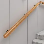Modern Staircase Hand Rails Solid Wood Staircase Railing Support Rod - 100cm 120cm 1.5m 180cm 2m 2.5m 3m 4m, Decking Grab Bar Railing - Indoor Outdoor(Natural,3.3ft/100cm)