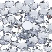 FINGERINSPIRE 60Pcs 20mm Self-Adhesive Acrylic Clear Rhinestones with Container Flat Back Round Crystal Circle Gems Sparkling Plastic Stickers for Costume Making Cosplay Jewels Crafts