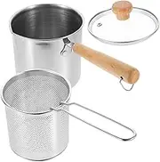 ASAKKURA 1 Set Deep Fryer Stainless Steel Frying Pot with Basket Quick Heating Kitchen Food Pot for Convenient Cooking Lightweight Design