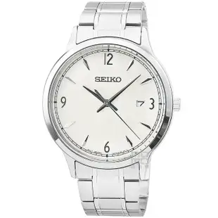 【SEIKO 精工】精工大錶徑石英鋼帶男錶-白色(SGEH79J1 日本版)