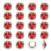 32Pcs Rhinestone Buttons, Flatback Sew on Rhinestones, Red