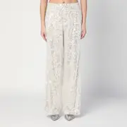 [Philosophy] Wide ivory pants with sequins 38 IT Beige