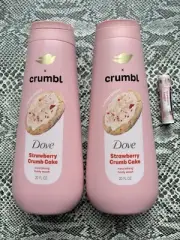 2 pack Dove crumbl strawberry crumb cake moisturizing body wash with chapstick