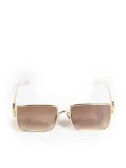 Gold Square Frame Refined Metal Sunglasses