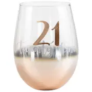 Rose Gold 21 Ombre Stemless Wine Glass 600ml Drinking Cup