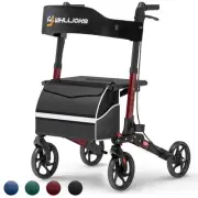 Rollator Walkers for Seniors with Seat, No Assembly Foldable 8" Non-Slip Big ...