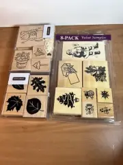 Lot Of 16 Christmas/Autumn Rubber Stamps Santa Leaves Snowmen Trees