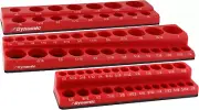 3 Piece Magnetic Socket Organizer Sets, 1/4", 3/8" and 1/2" Drive, SAE and Metri