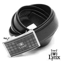 在飛比找momo購物網優惠-【Lynx】美國山貓雅爵格紋真皮自動扣皮帶