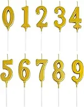 EAKE 10-Pieces Number Candles 0-9 Birthday Candles for Cake, Gold Number Birthday Candles Bulk 0 1 2 3 4 5 6 7 8 9 for Happy Birthday Wedding Anniversary Party Supplies Cake Decoration (10-Count)