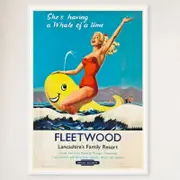 Galrie Vintage Fleetwood Lancashire Family Resort Travel Poster for Home Décor Wall Art, White Frame, 50 x 70cm (20 x 28inch)