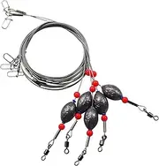 CWSDXM Fishing Egg Sinker Weight Rigs 6pcs Flounder Rig Saltwater Fishing Wire Leader with Egg Sinker Swivels Snap, Grouper Bottom Fishing Rigs
