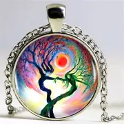 TREE LIFE SUN Pendant Sterling 925 Silver 20" Necklace fashion jewelry gold gift