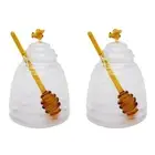 2x Urban Bee Honey Pot Home/Kitchen Food Storage Container Clear/Yellow 15cm