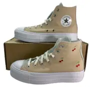 Converse by YOU Chuck Taylor Platform Lift Hi Beige Cherries Women Shoe Size 8