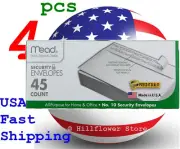4 Mead 75026 #10 4 1/8 X 9 1/2 Press-it Seal-it 45 count white envelope free trk