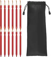 WhSunVo 12Pcs Tent Stakes 7inch Aluminum Alloy Tent Pegs with Ropes and Storage Bags Heavy Duty Tent Spikes Lightweight Tent Stakes Camping Stakes Camping Accessories for Outdoor Tent Hammock(Gules)