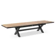 Austin Outdoor 3m-3.8m Extension Teak Timber and Aluminium Dining Table Charcoal