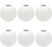 Solar Chinese Lantern Lights 12 in Round Solar Lanterns LED Nylon Hanging Light Waterproof Outdoor Decorative Lights for Home Patio Garden Yard Wedding Party Bedroom,6 Pack (White),2021006