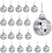 20 Mini Mirror Disco Ball, Diameter 3 cm 1.18 inches, Christmas Tree Wedding Party Dance Music Festival Decoration Cake Ornament Birthday Party, Disco Mirror Reflector Ball (Silver)