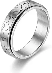 [Generic] Rings for Women and Men Spinner Rotate Stress Relief Stacking Middle Finger Band Couple Wedding Matching Promise Anniversary Valentine's Day Jewelry for His and Her Birthday