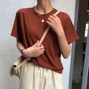 Plain Short-Sleeve T-Shirt Caramel - M