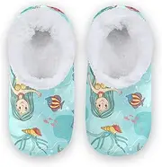 [Caihoyu] Kids Girls Boys Closed Back House Slippers Fuzzy Fleece Anti-Skid Sole Comfortable Portable Slippers Home Indoor