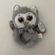 Bearington Baby Lil' Owlie Ring Rattle Plush Stuffed Animal Gray Owl Soft Lovey