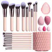18Pcs Makeup Brushes Set with Makeup Sponges and Storage Bucket
