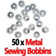 50 Metal Sewing CB Bobbins for Older Front Loading Janome Elna & Singer Machines
