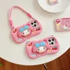 For iPhone 16 15 Pro Max 14 13 3D Cute Melody Phone Bracket Case w/strap Cover