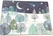 Christmas Card Beautiful Silver Gilt Trees Blue Skies Christmas Eve Snowflakes