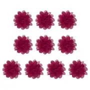 10Pcs 3.9" Chiffon Flowers Fabric Flower Sewing Fabric Appliques Burgundy