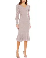 Mac Duggal Sequined Illusion Trumpet Dress
