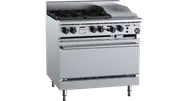 B+S Black Oven with Four Open Burners & 300mm Grill Plate Natural Gas