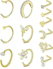 [Anicina] L Shaped Nose Rings Studs 1.5mm 2mm 2.5mm 3mm Opal & CZ & Ball L Nose Stud Ring Nose Nostril Piercing Jewelry for Womens Mens 18G