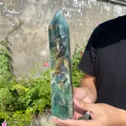 2.6lb Natural colourful Fluorite Obelisk Quartz Crystal Wand Tower Point Healing